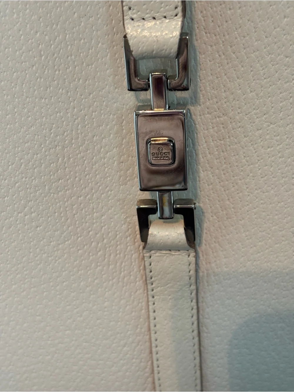 ARCHIVAL Rare Vintage Gucci Tom Ford Off-White Pebbled Leather Jackie Tote Bag